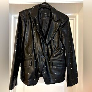 7 For All Mankind | Black PU Rhinestone Blazer (L)